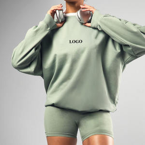 Conjunto de sudadera y pantalones cortos de gran tamaño con diseño ajustable de Color sólido 2026/Conjunto doble de dos piezas de último diseño de alta calidad para mujer - Product Image 2