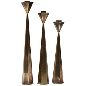 Set of 3 <b>Candle</b> Stand Decoration Antique Candlestick Holder <b>Taper</b> Brass Metal <b>Candle</b> Holder Gold Wholesale Manufacturer Supplier - Product Image 1