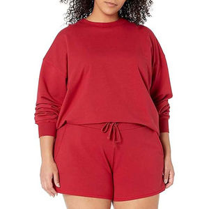 350g de gran tamaño Otoño Invierno algodón Color sólido cuello redondo suéter ropa de mujer logotipo personalizado Casual sudadera de mujer - Product Image 4
