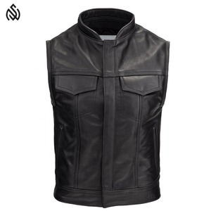 Buena calidad 100% cuero hecho moda chaleco precio razonable hombres ropa transpirable cuero chaleco para hombres - Product Image 1