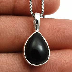 À la mode à la mode 2025 forte demande naturel noir Onyx pierres précieuses de luxe pendentif colliers 925 Sterling bijoux fins pour son OEM - Product Image 3
