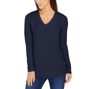 Pull col V haut de gamme pour femme Charter Club, respirant, tendance, décontracté, style ouvert, pour la saison automne/hiver, bleu, taille XS, devant - Product Image 1