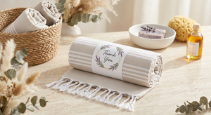 Spa Gift <b>Box</b> for Women - Handmade Turkish Peshtemal, Wooden Bowl Candle, Natural Soap, Wooden Comb, Key Chain - Product Image 2