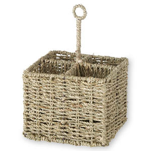 Panier à couverts en herbe de mer, panier à couverts en paille tressée, conteneur en herbe de mer, rangement de table de cuisine - Product Image 5