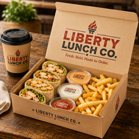Boîtes à lunch personnalisées avec logo AT PACK |   Boîtes d'emballage alimentaire jetables pour wraps, sandwichs et restaurants