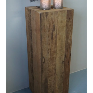 Columna Rústica Grande de Madera Natural 100x35x35cm Acabado Marrón Antiguo Accesorios para Muebles Hechos en India - Product Image 3