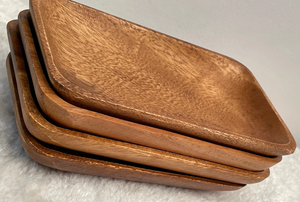 <b>Set</b> of 4 Acacia Wood Rectangular Plates Rice Server Appetizer Plate Rectangular Charger for Food <b>Serving</b> platter - Product Image 2