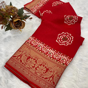 El último diseñador indio deslumbrante, ropa de fiesta de lujo exclusiva, ropa de novia, llamativa Dola Silk Jari Border Saree para mujer - Product Image 2