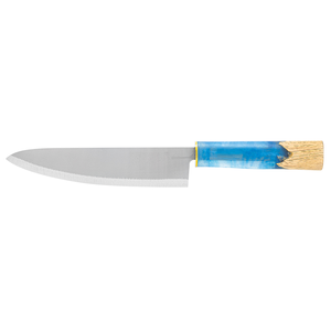 Diseño de cuchillo de madera y resina Mango de resina AZUL 1 Uds Juego de cuchillos de acero inoxidable Cuchillos de cocina Chef gran oferta - Product Image 4