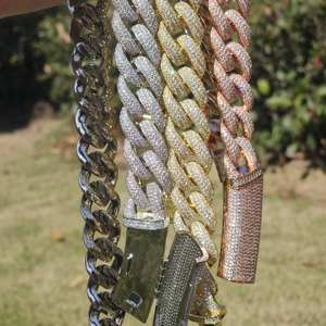 Cadena Cubana de Miami con Incrustaciones de Diamantes de Moissanita de Corte Redondo de 20 mm, en Plata 925, Collar de Tres Hileras a Bajo Precio - Product Image 2