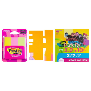 Post-It Sticky <b>Bookmarks</b> 671 3 Pads of 100 Sheets Each 2.5x7.6cm Assorted Colors for School and <b>Gifts</b> - Product Image 3