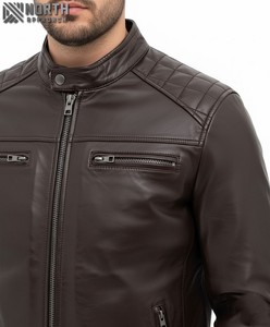 Chaqueta de cuero de piel de vaca 100% Original para hombre, chaqueta de bombardero de invierno de alta calidad totalmente personalizable - Product Image 5