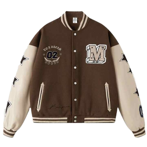 เสื้อแจ็คเก็ตหนังแท้ผู้ชายลายปัก Chenille Varsity - Product Image 1