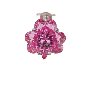 Regalos de Navidad, Pendientes de Diamante Cultivado en Laboratorio de 5 Quilates, Color Rosa Fantasía, Certificados por GIA e IGI, Chapados en Oro Fino de 925, con Diseño de Trébol, para Él - Product Image 1