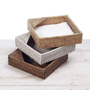 Boîte en rotin carrée, porte-serviettes, boîte de rangement artisanale, écologique, naturelle, décoration intérieure et extérieure, vente en gros du Vietnam - Product Image 6