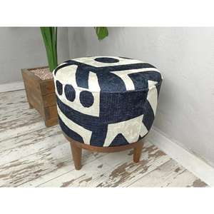 Puf de Cuero Marroquí Hecho a Mano, Otomana Tradicional Artesanal, Decoración del Hogar, Asiento Boho para Sala de Estar - Product Image 1