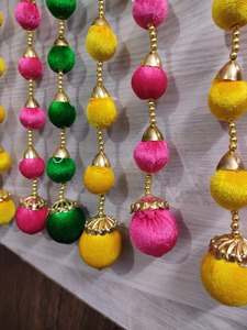 Velvet <b>Ball</b> Indian Backdrop Decoration Trending Grland Haldi Mehendi Temple Decor String for Thanksgiving Occasions - Product Image 4