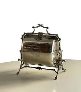 Caja calentadora de bollos de galletas chapados en plata victoriana, servidor plegable de patente de Fenton Brothers Staniforths inglés antiguo - Product Image 1