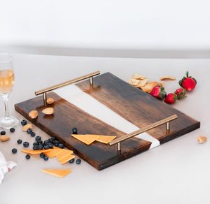 Hot Sale Latest Design <b>Epoxy</b> <b>Resin</b> Serving Tray Handmade Serving Tray Rectangle Shape With Customised <b>Colour</b> Tray Design - Product Image 5