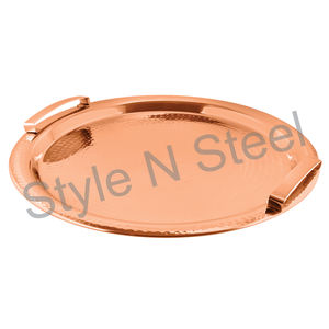 Plateau en acier inoxydable poli or rose, forme irrégulière, écologique, élégant et classique, 33 cm, pour la maison et les événements - Product Image 1
