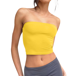 Custom Logo Women's Knitted Short Tube <b>Top</b> Wholesale High Quality Tank <b>Top</b> Quick Dry Gym Fitness Yoga <b>Crop</b> <b>Top</b> - Product Image 4