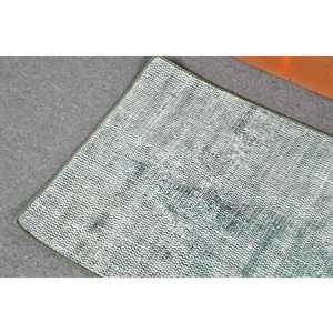 พรมวินเทจขนาดเล็ก 1.9x2.7 ฟุต พรมตุรกี พรมขนสัตว์ขอบสีขาวเขียว - Product Image 5