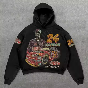 Logotipo personalizado apliques desgastado bordado Vintage ácido lavado pesado Streetwear hombres talla grande Sudadera con capucha de alta calidad - Product Image 5