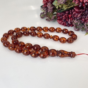 Perles de prière islamiques en ambre cognac doré, chapelet religieux en ambre, cadeau religieux - Product Image 5