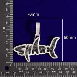 Fantástico diseño Moissanite Diamond Shark colgante joyería fina de Hip Hop con colgante de plata de ley 925 regalo para él - Product Image 4