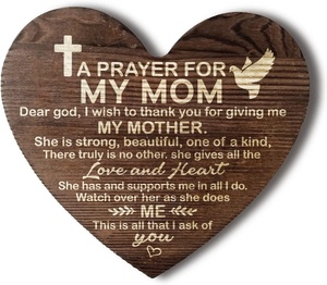 Quà Tặng Cho Mẹ Từ Con Gái Cầu Nguyện Con Trai Quà Tặng Bảng Hiệu GỖ MẸ Tôi Quà Tặng Ý Nghĩa Trái Tim Bằng Gỗ Trang Trí Nhà Cửa Gia Đình Ngày Của Mẹ - Product Image 2