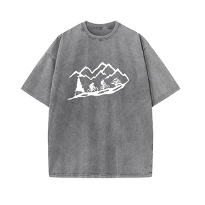 Camiseta lavada OEM para hombre al por mayor, camiseta gráfica negra de peso pesado para hombre, camiseta personalizada Vintage con lavado ácido para hombre - Product Image 2