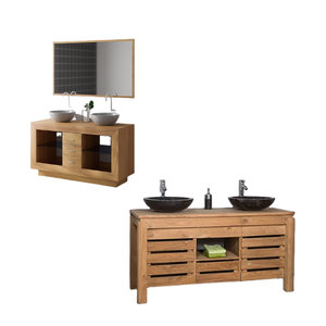 Wholesale Solid Wood Floor Mounted Modern Design Eco-friendly Waterproof Bathroom Vanity Cabinet Made Indonesia High Quality - Product Image 5