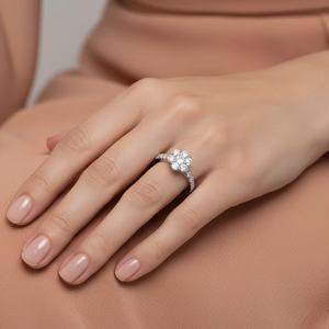 แหวนทอง 14K ประดับเพชรแท้ลายดอกไม้ สำหรับงานแต่งงาน งานเลี้ยงฉลองครบรอบ ของขวัญสุดโรแมนติก - Product Image 5