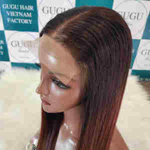 Vente en gros 100% perruque de cheveux humains bruts vietnamiens brun pour Ombre pré-plumé os droit de haute qualité transparent dentelle vendeur - Product Image 3