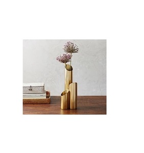 Florero de aluminio decorativo con acabado pulido, elegante forma cilíndrica para sala de estar moderna y decoración de pasillo, Material de Metal - Product Image 3