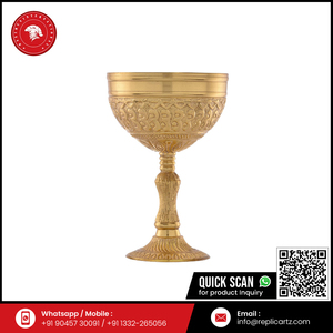 Engraved Brass <b>Goblet</b> Cup Set | Antique Style Chalice Design | Premium Decorative Serveware for Dining Table Home Luxury Gifting - Product Image 6
