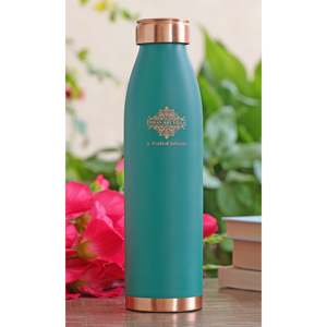 Modern 900 ML Pure Copper Vacuum <b>Bottle</b> with Lacquer Coated Silk Finish Designed for Travel - Product Image 1