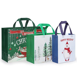 Taille moyenne motif mignon imprimé image de Noël sac non tissé fait à la main personnalisé noël shopping cadeau projets d'artisanat - Product Image 4
