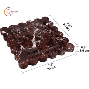 อาหารจานหินอ่อนยอดนิยมของเซิร์ฟเวอร์ของตกแต่งโต๊ะทำมือสีน้ำตาลเข้มสำหรับงานแต่งงานงานเลี้ยงรีสอร์ทและโรงแรม - Product Image 2