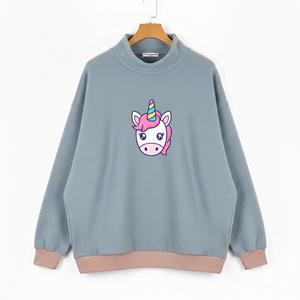 Sudadera Cómoda de Forro Polar con Cuello Alto para Mujer, Estilo Oversize, Casual, de Invierno, con Logo Frontal Personalizable, para Uso Diario - Product Image 1