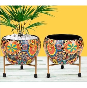 Maceta Metálica para Plantas, Acabado Esmaltado, Soporte para Plantas de Interior, Maceta Metálica, Maceta Decorativa para Plantas Verdes - Product Image 1