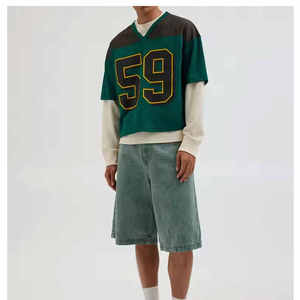 Camiseta personalizada de alta calidad para hombre 100% algodón de gran tamaño Boxy Fit malla de fútbol recortada 220 gramos de punto nuevo estampado personalizable - Product Image 4