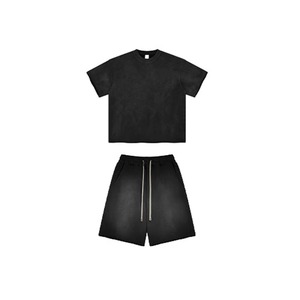 Streetwear Ensemble d'été deux pièces délavé au soleil et à l'acide avec logo personnalisé Ensemble short et t-shirt pour femmes - Product Image 6