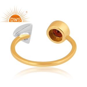 แหวนพลอยโกเมนธรรมชาติชุบทอง18K ปรับได้แหวนเงินแท้แบบละเอียดทันสมัยล่าสุด - Product Image 4