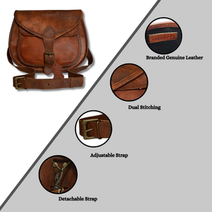 Sac à bandoulière marron en cuir véritable durable pour femmes, sacoche à fermeture éclair légère pour un usage quotidien au bureau - Product Image 3