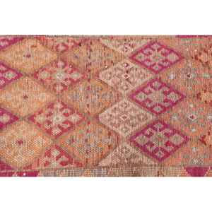 Alfombra Turca, Alfombra Vintage de 2.5x11.5 pies, Alfombra de Lana a Cuadros Rojos - Product Image 5