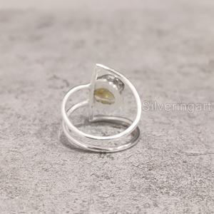 เครื่องประดับหินดิบแหวนผู้หญิงแหวนซิทรีนธรรมชาติพลอยหยาบกำเนิดหินคู่ราศี925แหวนเงินสเตอร์ลิง - Product Image 5