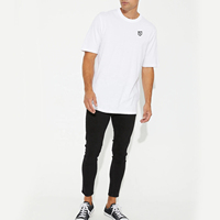 T-shirt Ringer Homme Oversize à Épaules Tombantes Manches Courtes Uni Impression Personnalisée Haute Qualité 100% Coton Écologique Respirant