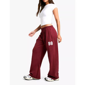 Pantalones de Invierno de Moda para Mujer, con Logotipo Personalizado, Estilo Urbano, Cintura Media, Frente Plano, Holgados, Acampanados, Extra Grandes, de Felpa - Product Image 1