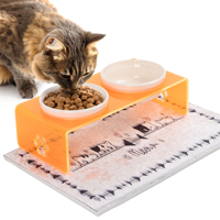 Station d'alimentation pour animaux de compagnie à double bol en céramique, design arrondi, écologique, portable, étanche, grande capacité, pour chats, chiens, petits animaux